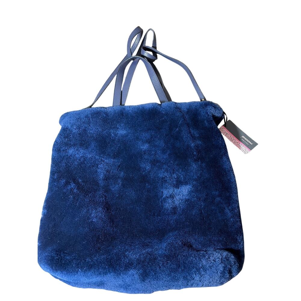 Dimoni Julio Maestre Blue Valvet Sheep Leather With Wool Handbag NWT